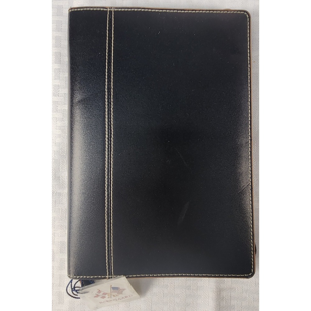 Baekgaard Rare Black Leather Zip Around Organizer Agenda Portfolio 10" X 7" NEW!